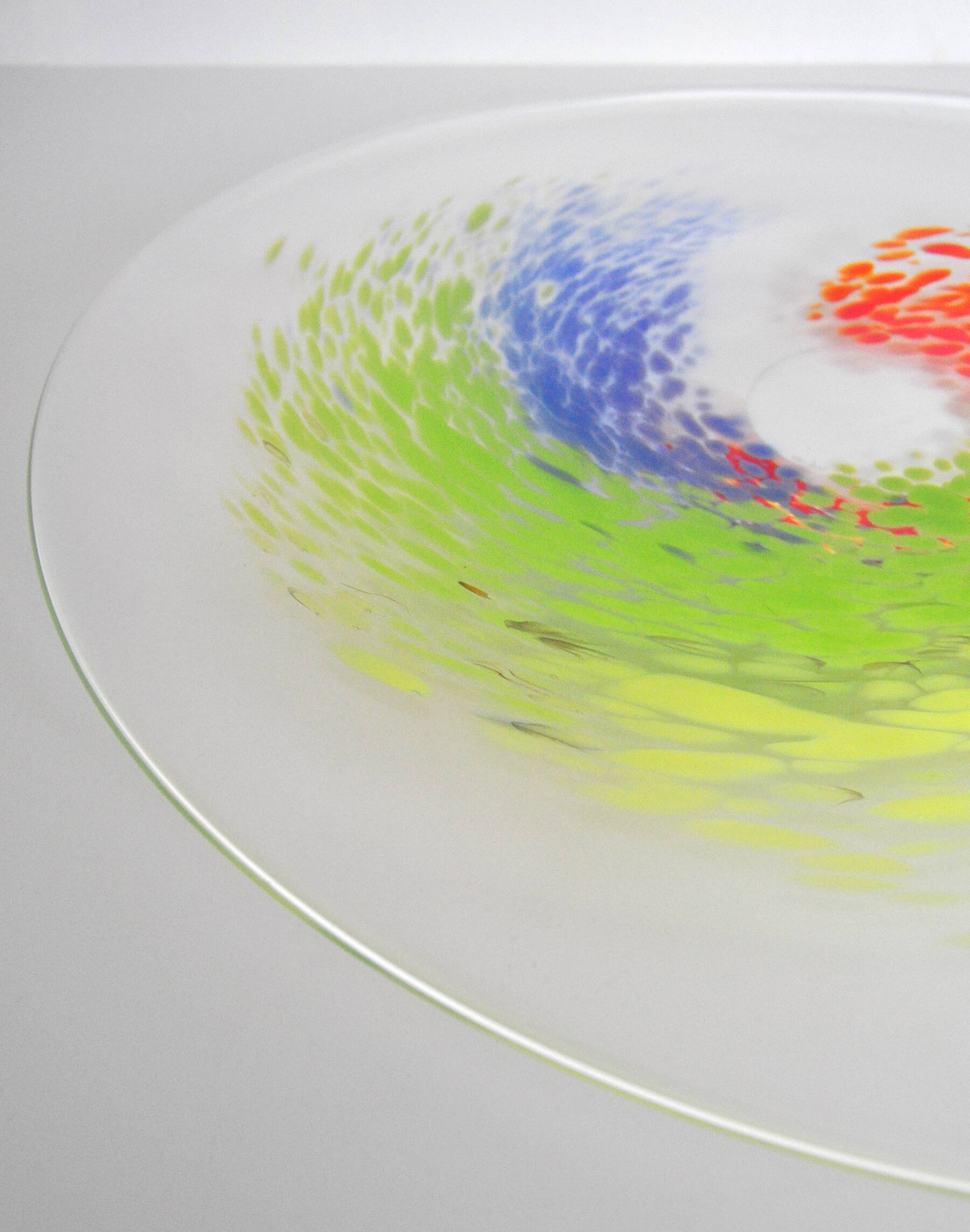 Dish of clear and colored glass by Holmegaard, Denmark