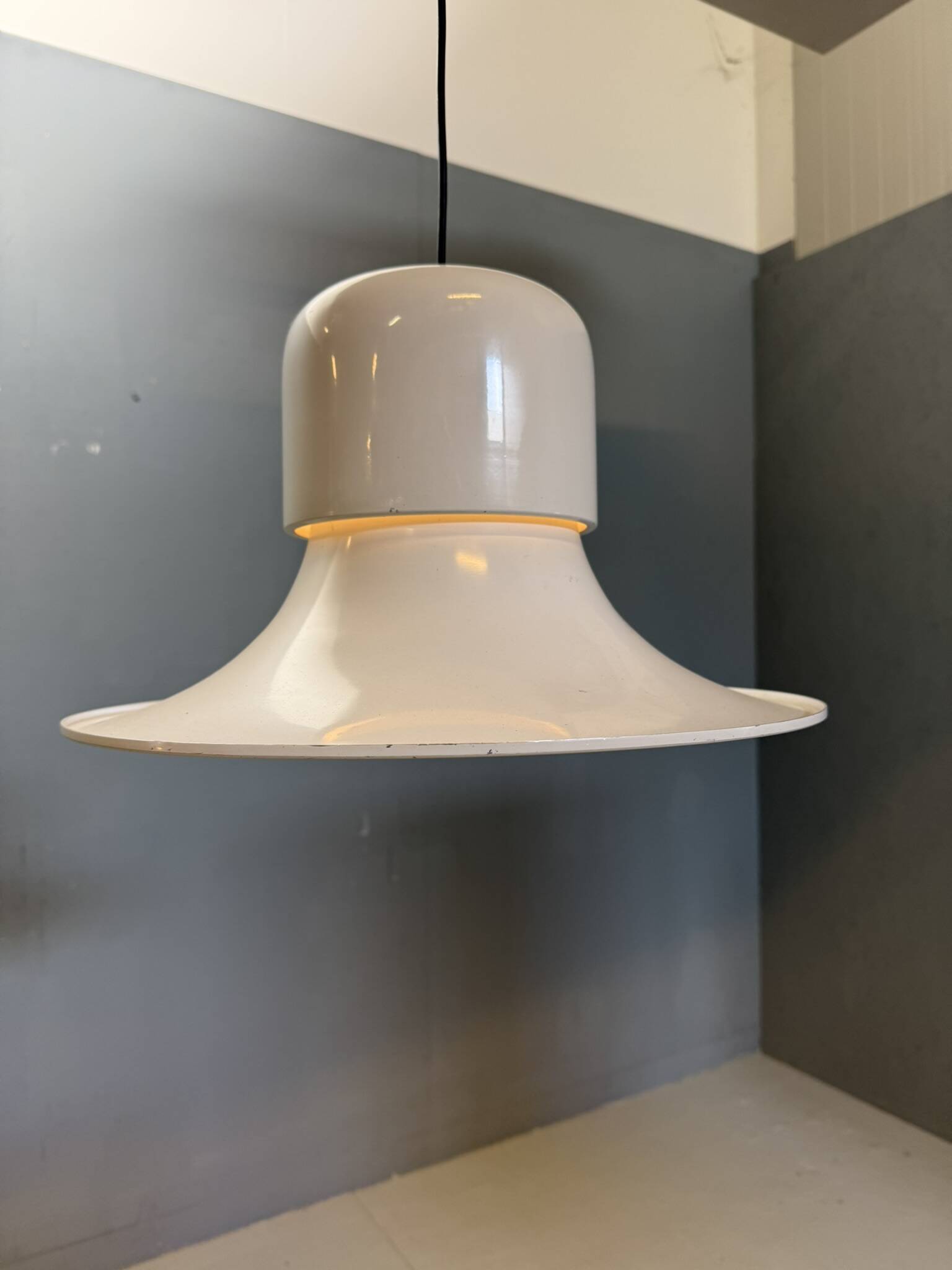 White 'Campana' hanging lamp by Joe Colombo for Stilnovo, Italy 1970s