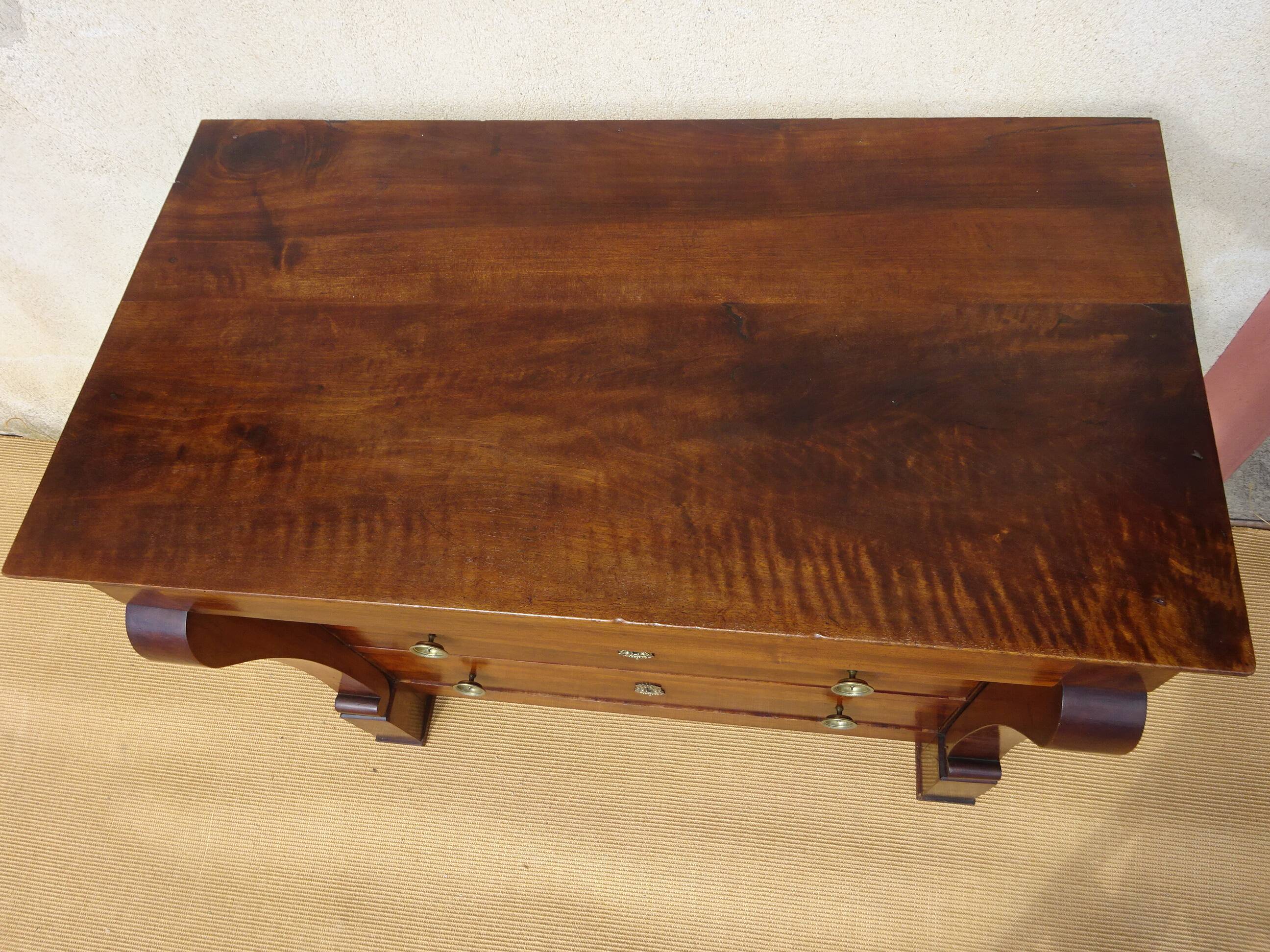 Antique solid walnut chest of drawers with scrolls