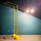 Lampadaires sur pied industrielles jaunes du milieu du siècle, Yougoslavie, années 1960, lot de 2