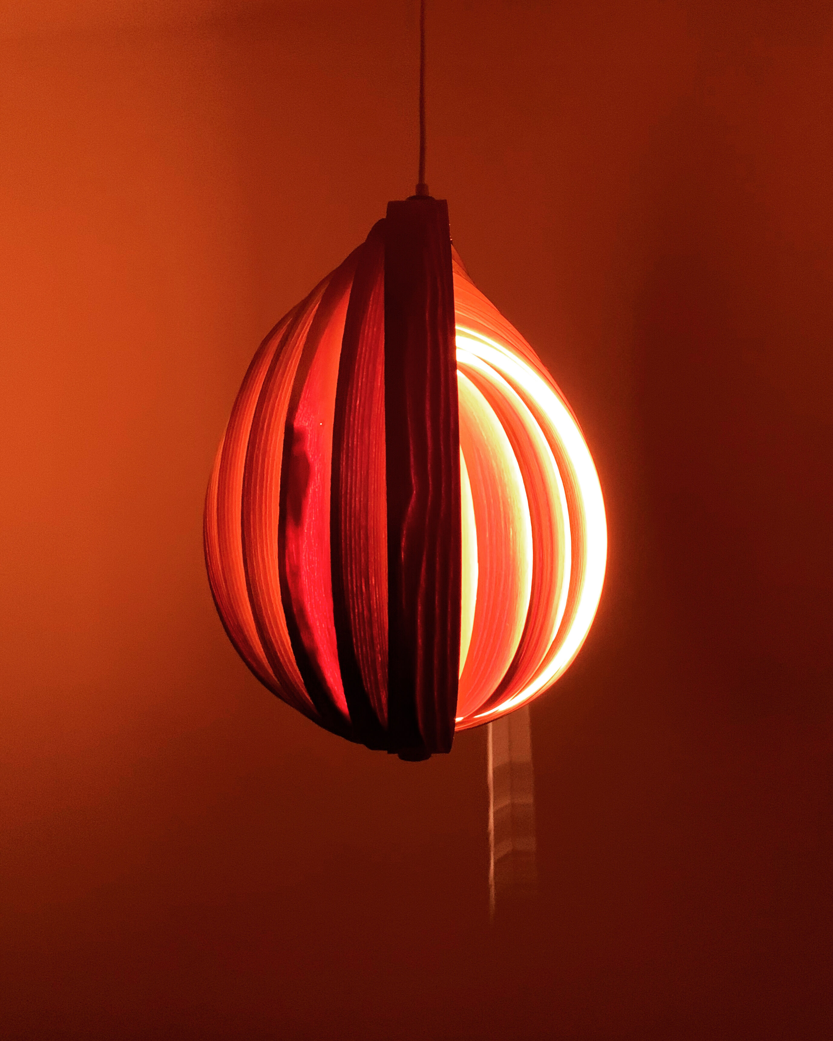 Wooden moon pendant lamp