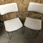 Pair of antique chairs chrome metal and skaï white 70s vintage