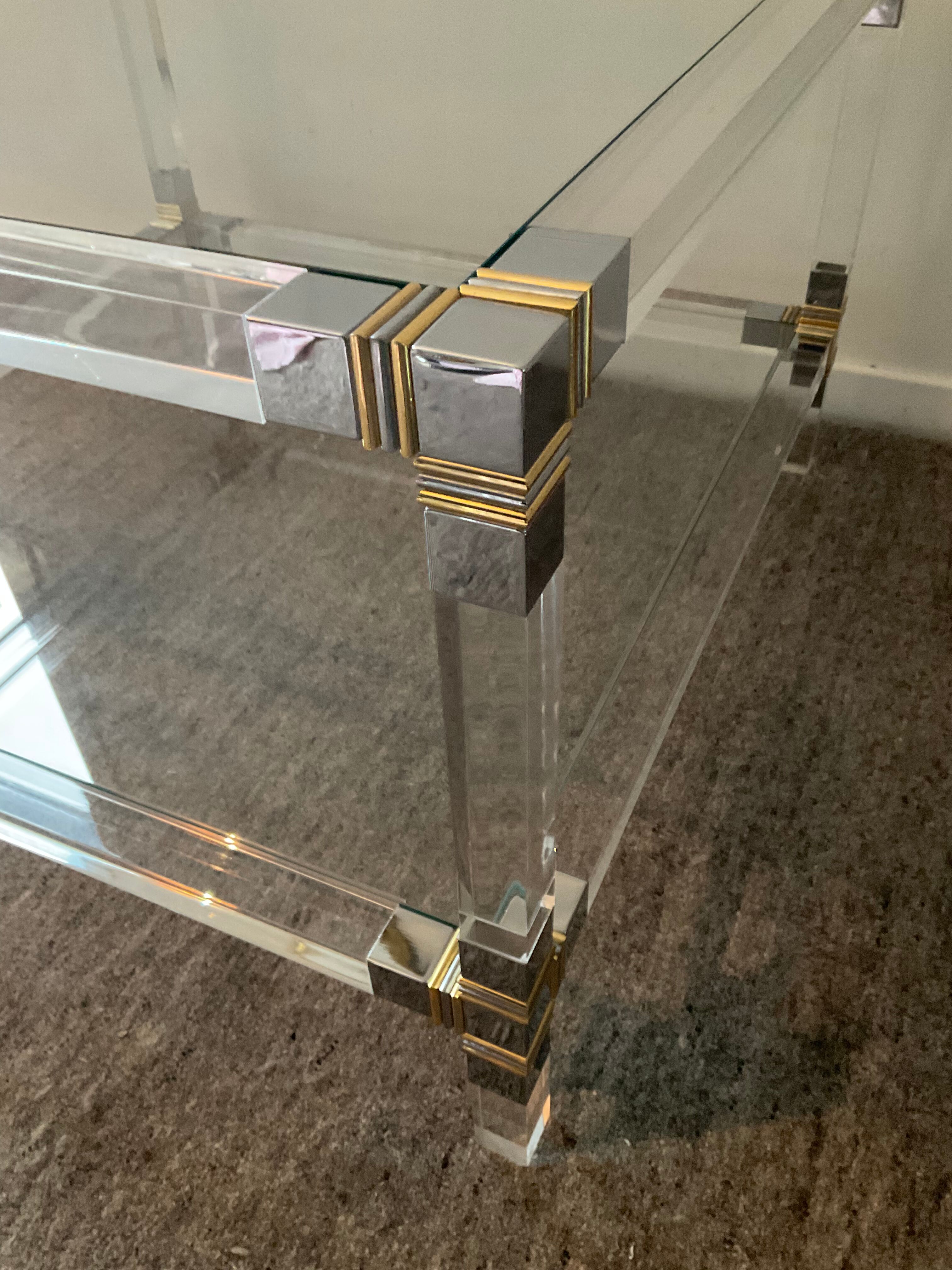 Pierre Vandel coffee table in lucite from the 70s