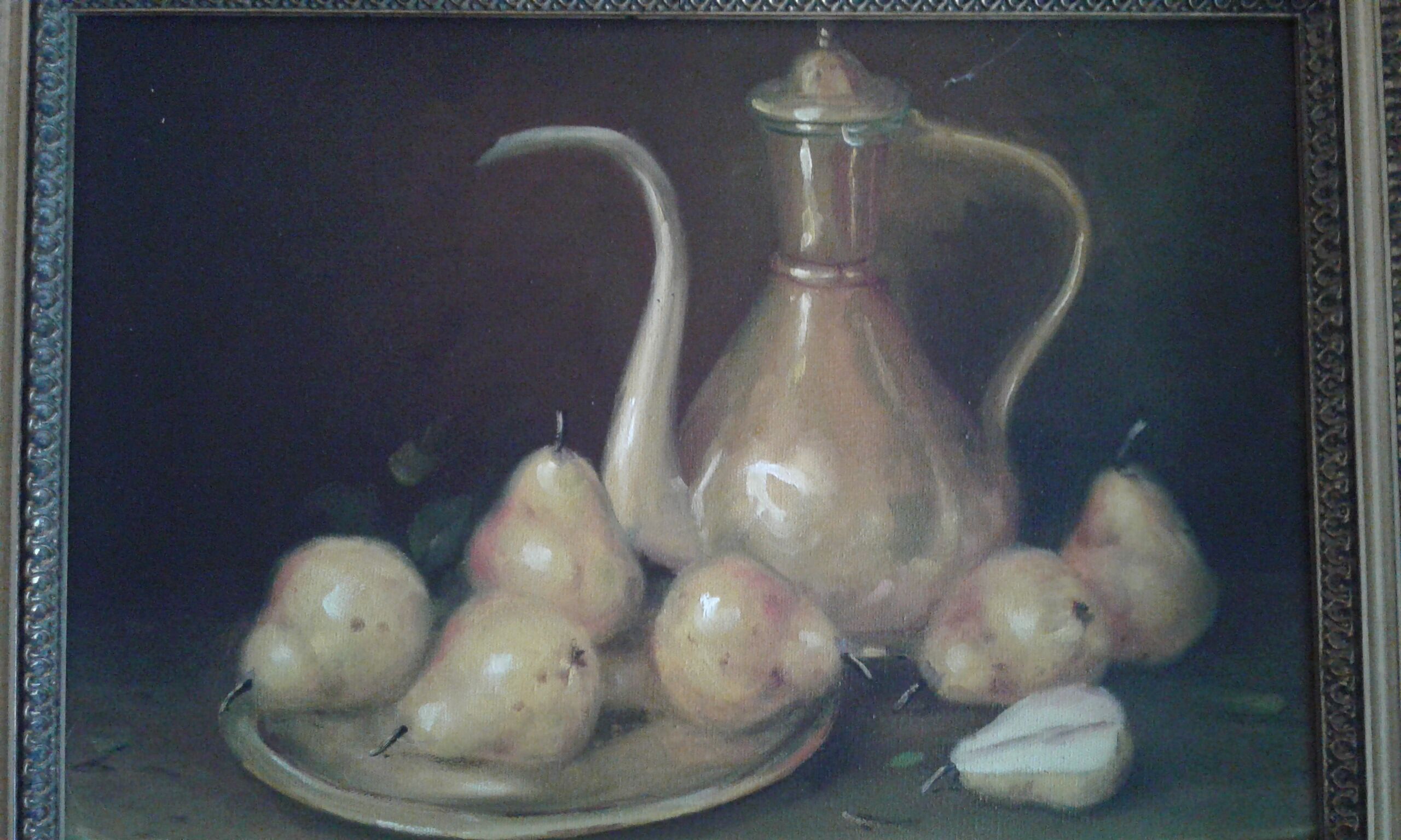 oil on canvas table. Dead Life with Pears