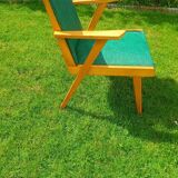 Vintage armchair in wood and skai