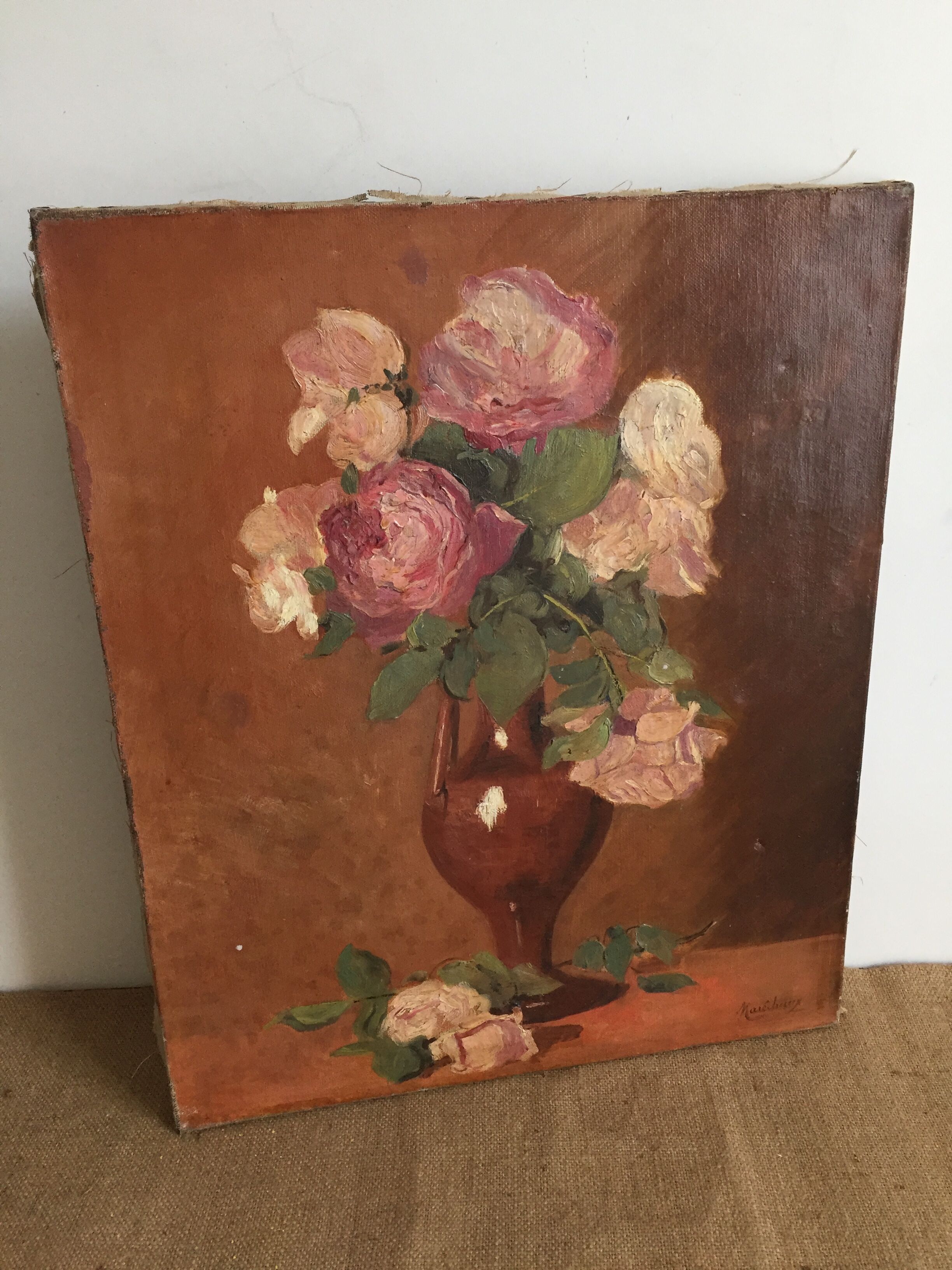 Oil on canvas, bouquet of flowers