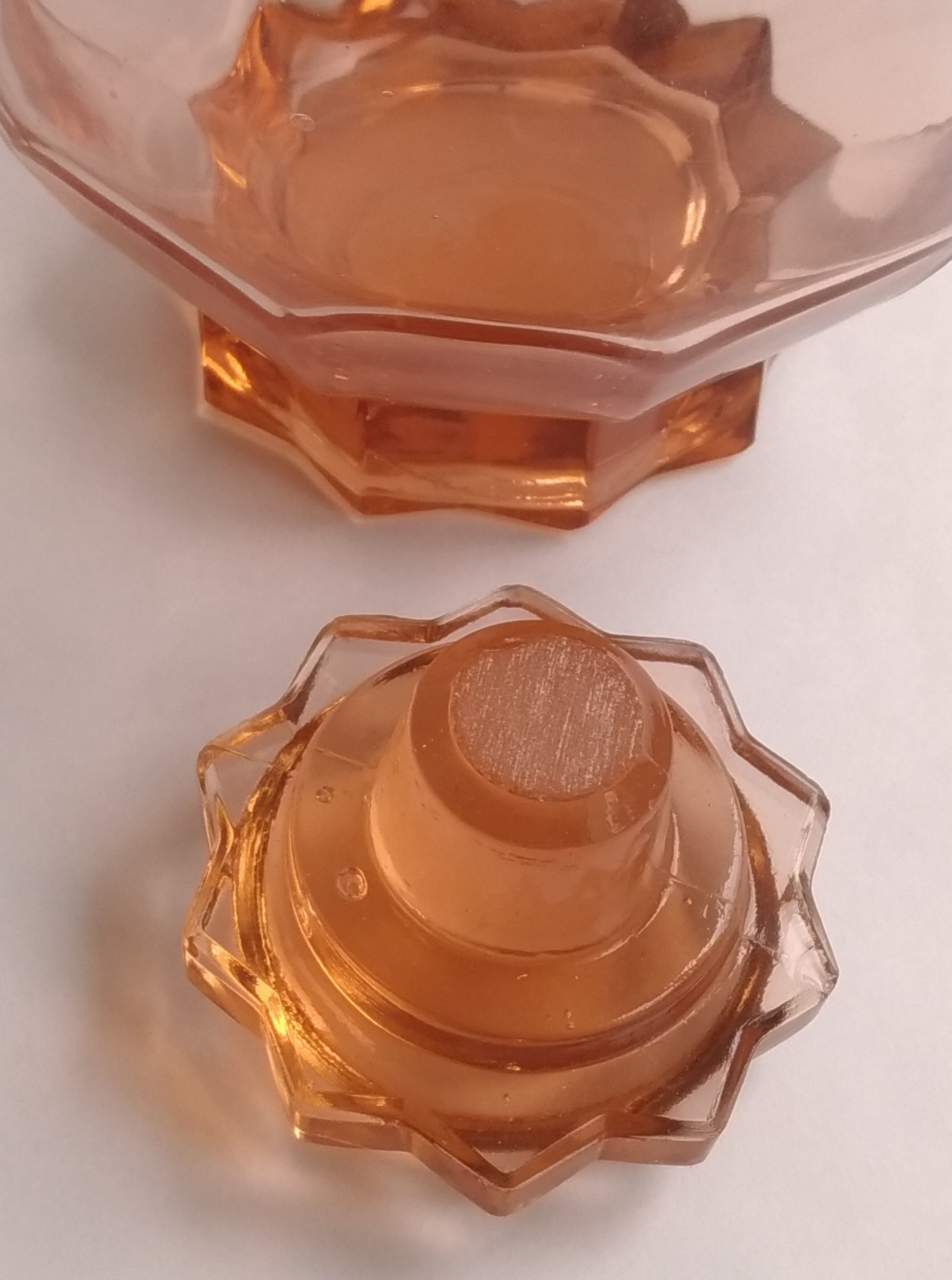 Pink glass carafe-art deco style-star stopper