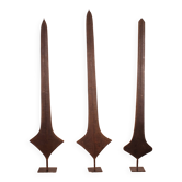 Three Topoke African Sword Coins on Base
