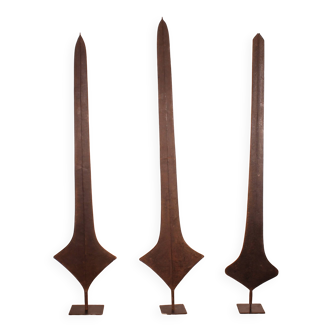 Three Topoke African Sword Coins on Base