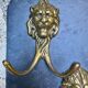 5 lion coat hooks in solid brass Art Nouveau