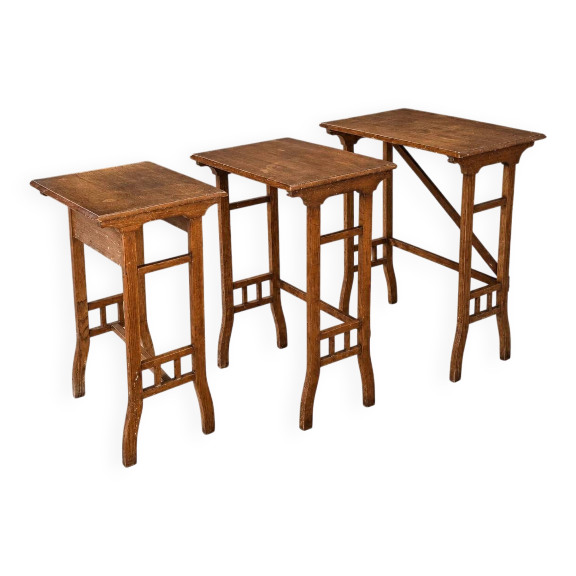 3 x nesting tables / nesting set / arts and crafts / 1950s