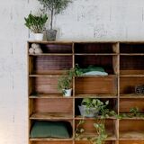 Factory locker cabinet, wood and green