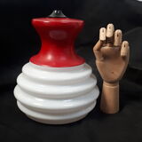 lampshade day lamp suspension glass white opaline vintage red 1970