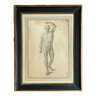 Tableau dessin ancien homme écorché Anatomie XVIIIe