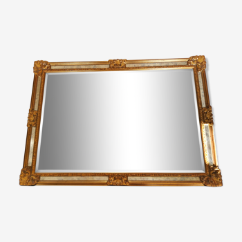 Golden wood and mirror beveled mirror 67x95cm