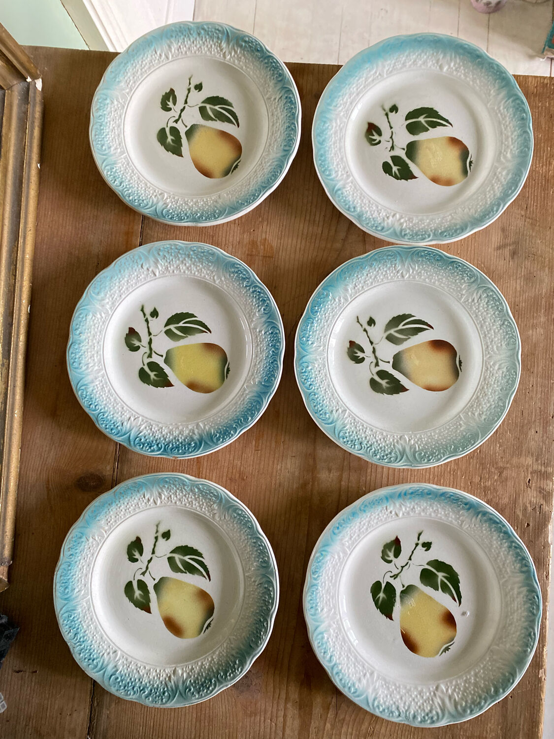 Set of 6 Clairefontaine Graves pear slip plates