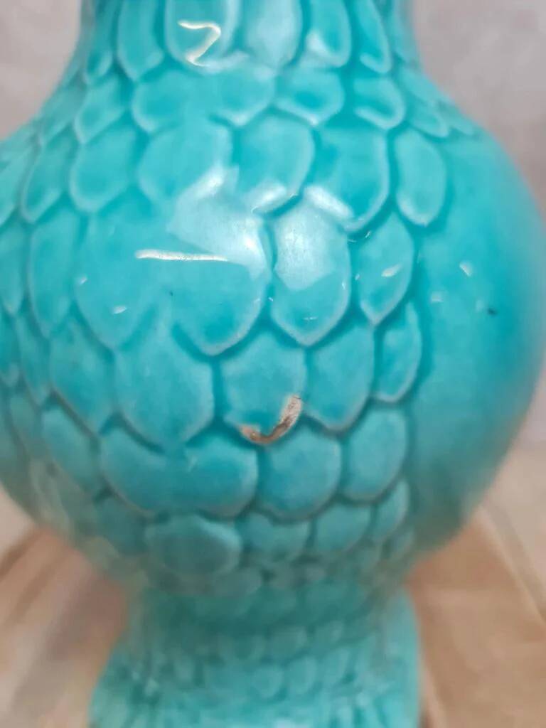 Vintage turquoise ceramic pitcher St-Clément model Aigle.