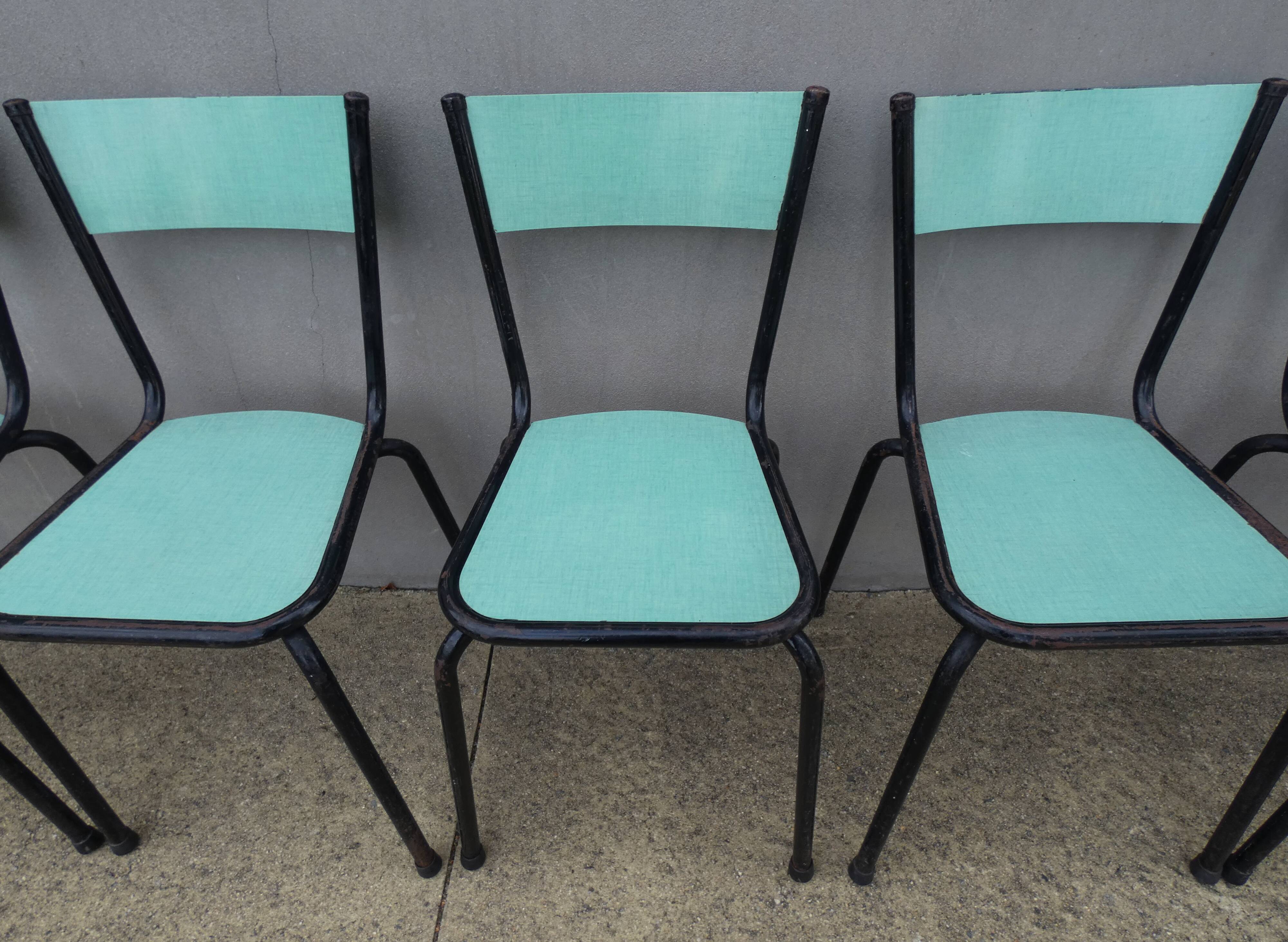 6 chaises en formica vert mint design vintage