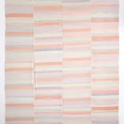 Salmon & Pink Mid Cenyury Modern Kilim Rug, Vintage Striped Boho Carpet