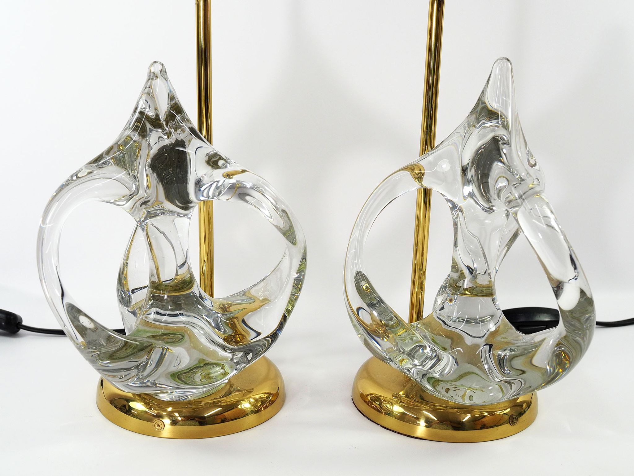 Vintage french crystal and brass lamps