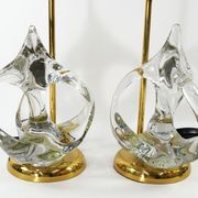 Vintage french crystal and brass lamps