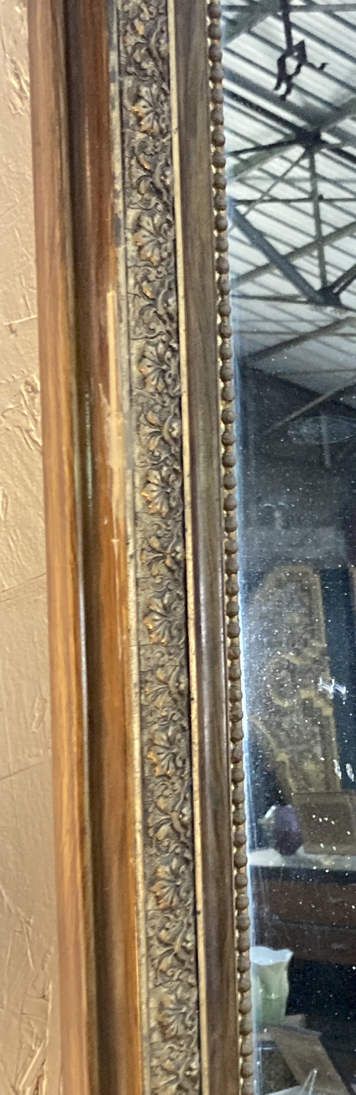 Fireplace mirror - varnished wood and gilded stucco with palmette decoration