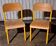 Paire de chaises d'écolier, bois et métal jaune, déco industrielle