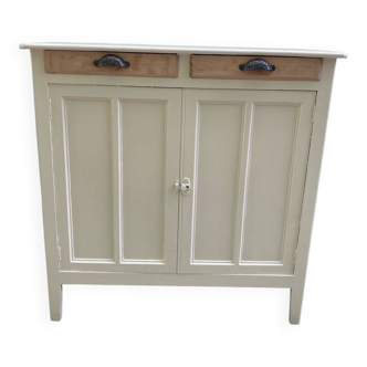 Parisian sideboard with 2 doors and 2 drawers, beige and raw
