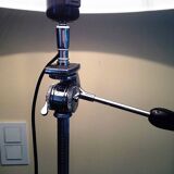 large floor lamp created with old black and chrome photo tripod