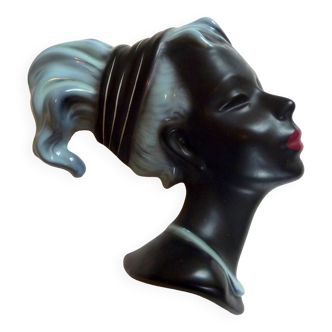 Vintage ceramic wall head mask young pin up girl