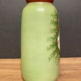 Vase en opaline à décor de cartouche émaillé or fin XIXe
