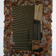 Vintage Black Heavily Carved Wooden Forest Wall Mirror
