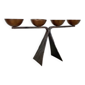 Bougeoir en métal cuivré brutaliste de style Auböck moderniste de 44 cm, Autriche 19