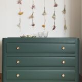 Commode vintage vert sapin