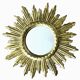Golden Wooden Sun Mirror | Mid-20th Century - 48 cm