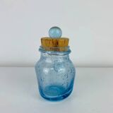 Bonbonnière verre bullé de Biot, bleu