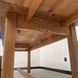 Solid pine table with its extension, 1950s