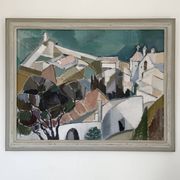 Vintage Modernists Oil On Canvas Landscape Painting by Nini Landgren 1950s