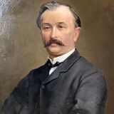 Portrait of man 19th in its frame