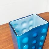 Mid-century German block glass bubble vase by Karl Friedrich Glass.