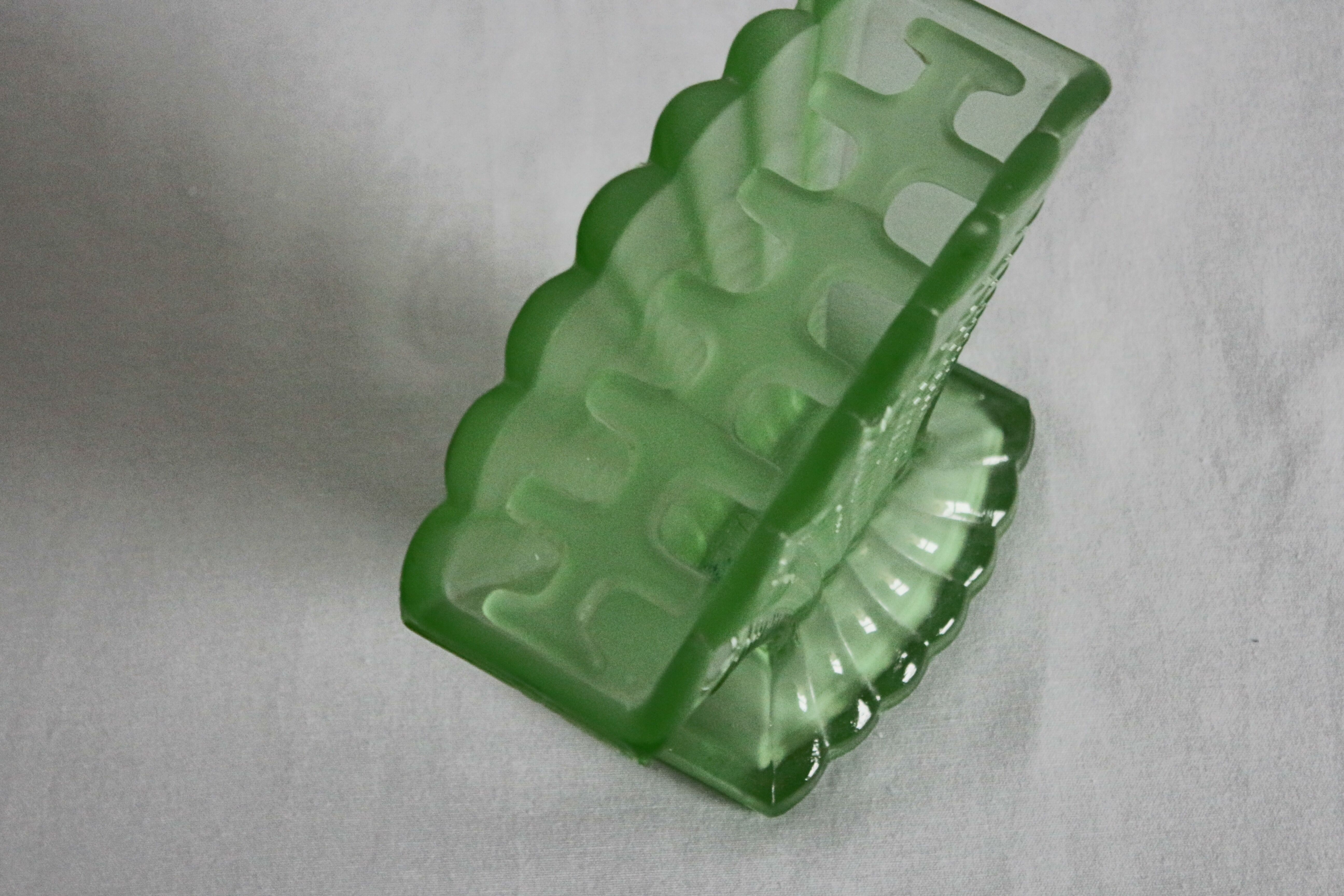 Art deco scallop vase with floral frog