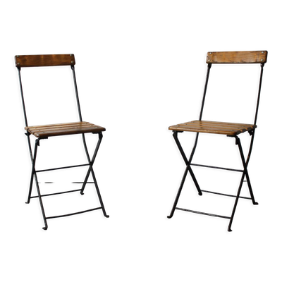 Paire de chaises de bistrot pliables, France, 1930