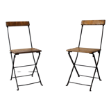 Pair of foldable bistro chairs, France, 1930