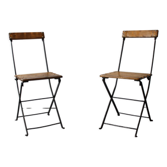 Paire de chaises de bistrot pliables, France, 1930