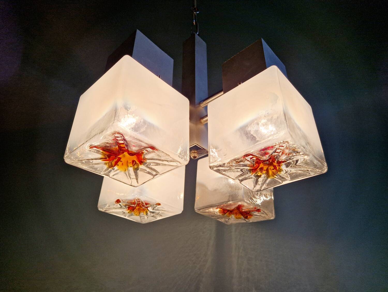 Mazzega cubic chandelier, Space Age style, 70s