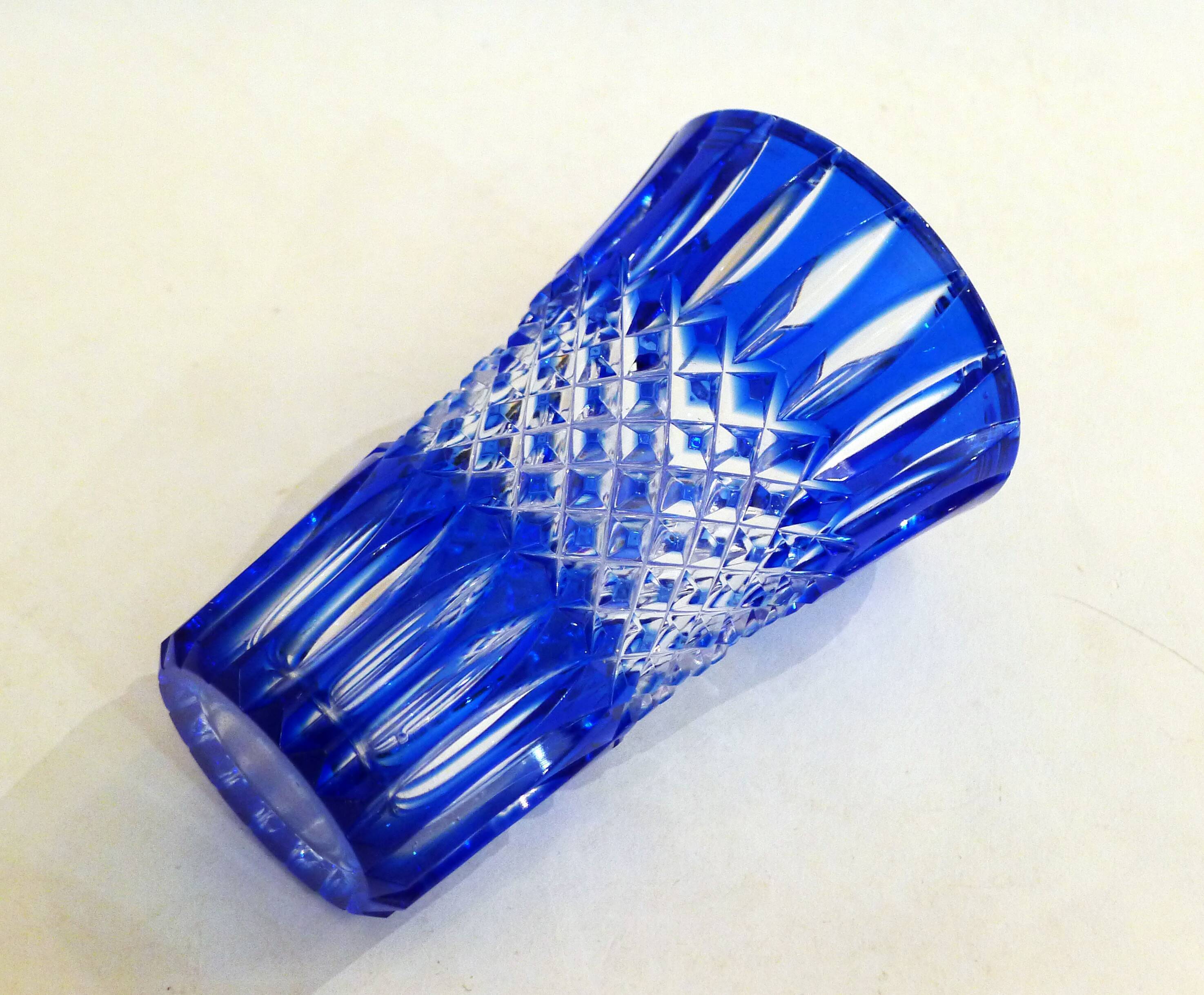 Cobalt blue cut vase