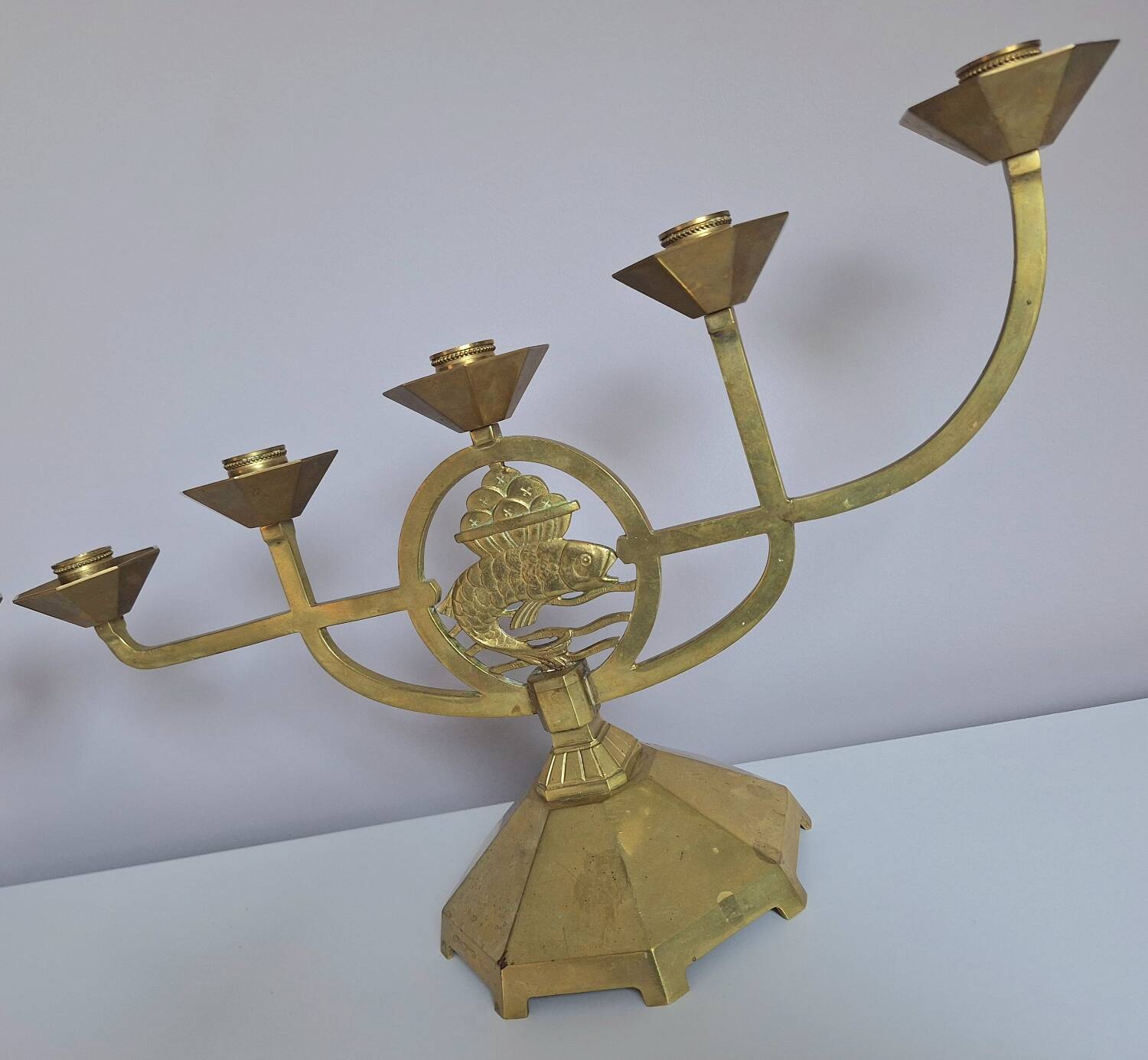 Pair of 5-armed art deco candlesticks, antique candelabras