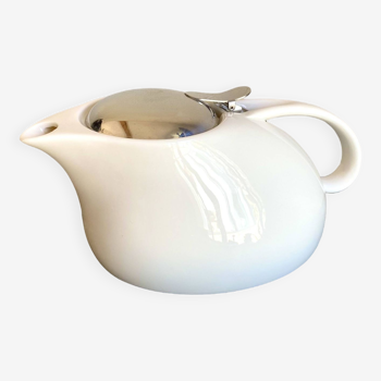 Earthenware and stainless steel teapot, 2 cups