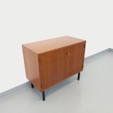 Small vintage storage unit in modernist Scandinavian style in teak from the 60s