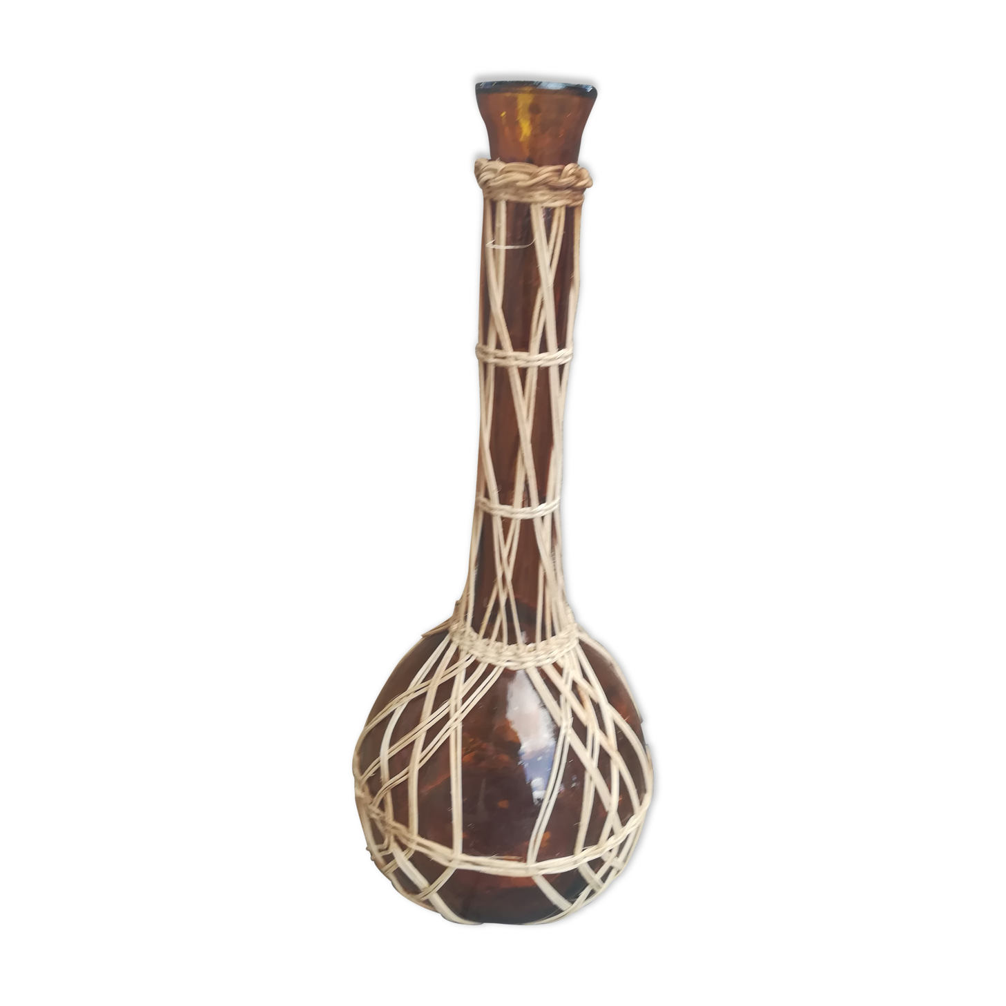 Vase verre et rotin Selency